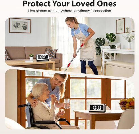 Clock Camera 2K,5G&2.4G WiFi Indoor Security Camera,Cameras for Home Security,3 in 1 Indoor Camera with Alarm,Full Color Night Vision Human Motion Detection,Local SD Storage in Kuwait