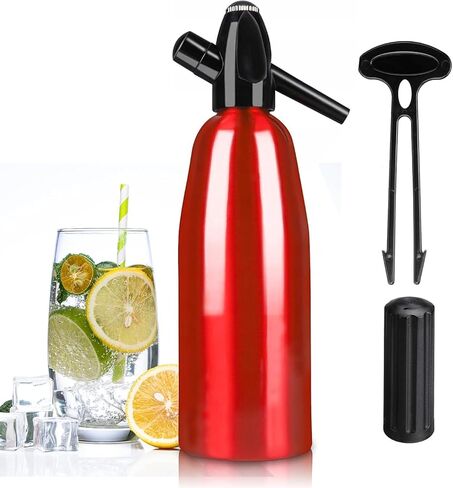 Soda Siphon 1L ، صانع مياه متألقة محمولة ، آلة مياه غازية مدمجة للمشروبات ذات النكهة المعاد استخدامها مجموعة طقم ، آلة صودا السفر للمنزل والخارجي in Kuwait
