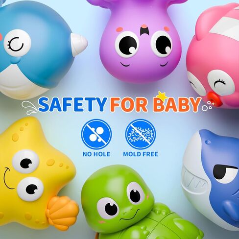 6 Packs Light Up Bath Toys for Kids Ages 1-3, Sea Animals Bathtub Toys for Baby 12-18 Months Toddlers 2-4, Water Activated Pool Toys for 1 2 Year Old Boy Girl Gifts in Kuwait