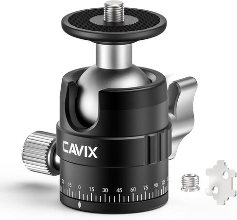 CAVIX 25mm Small Ball Head 360° Panoramic Tripod Head, Mini Ball Head with 1/4" Quick Release Plate, for DSLR/Mirrorless Camera, Compatible with Tripods, Monopods, Sliders, Max Load 11lb/5kg in Kuwait