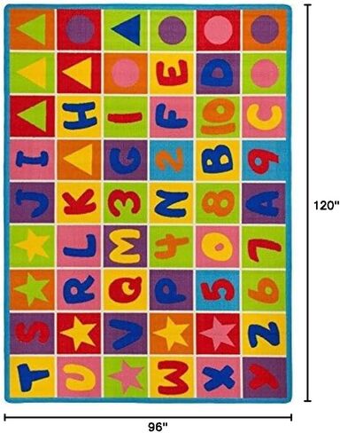 Kids/Baby Room/Daycare/Classroom/Playroom Area Rug Abc's Alphabet Numbers Fun Educational Shapes Learning Carpet (8 Feet X 10 Feet) in Kuwait