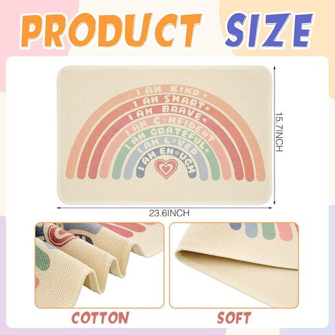 VitalCozy 3 عبوات مقاس 24 × 16 بوصة من مواد مونتيسوري للأطفال بساط لعب من القطن بوهو سجادة عمل للأطفال الصغار، سجادة مونتيسوري بألوان قوس قزح لتهدئة ركن المنزل وغرفة النوم وغرفة اللعب in Kuwait