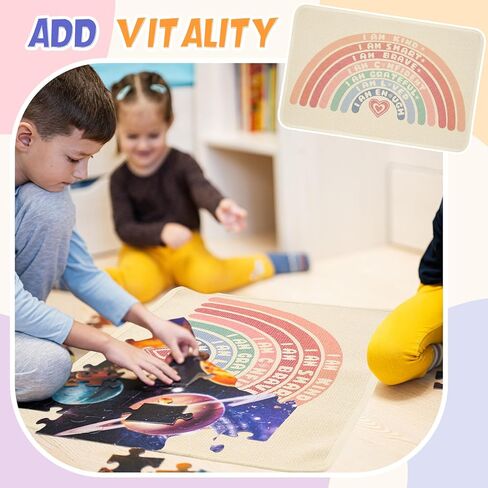 VitalCozy 3 عبوات مقاس 24 × 16 بوصة من مواد مونتيسوري للأطفال بساط لعب من القطن بوهو سجادة عمل للأطفال الصغار، سجادة مونتيسوري بألوان قوس قزح لتهدئة ركن المنزل وغرفة النوم وغرفة اللعب in Kuwait