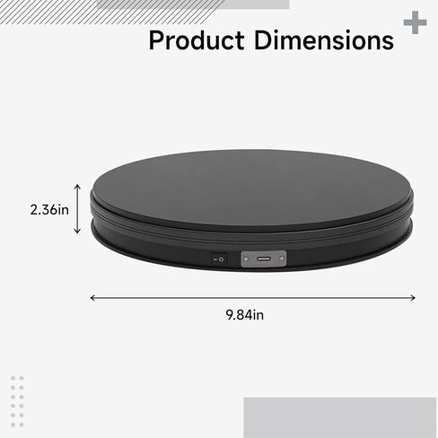 Turntable Electric Photography, (10 Kg) 22.04 Capacity Load, Stand Display Smart Rotating, Speed 20S Rotation, Ideal Photography Product, Watch Display & Jewelry, USB Powered in Kuwait