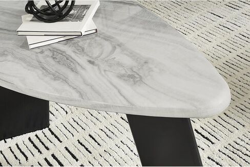 Signature Design by Ashley Lilyberg Contemporary Table with Faux Marble Top, Set of 3, Light Gray & Black in Kuwait
