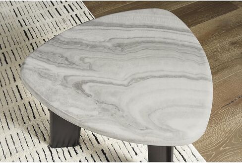 Signature Design by Ashley Lilyberg Contemporary Table with Faux Marble Top, Set of 3, Light Gray & Black in Kuwait