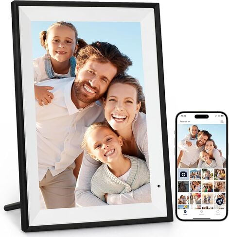 إطار صور رقمي 10.1 بوصة مع مساحة تخزين 32 جيجابايت، شاشة لمس 1280 * 800 IPS FHD، إطار ذكي WiFi لمشاركة الصور ومقاطع الفيديو على الفور من أي مكان عبر تطبيق AiMOR in Kuwait