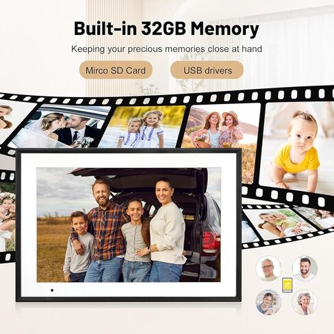 إطار صور رقمي 10.1 بوصة مع مساحة تخزين 32 جيجابايت، شاشة لمس 1280 * 800 IPS FHD، إطار ذكي WiFi لمشاركة الصور ومقاطع الفيديو على الفور من أي مكان عبر تطبيق AiMOR in Kuwait