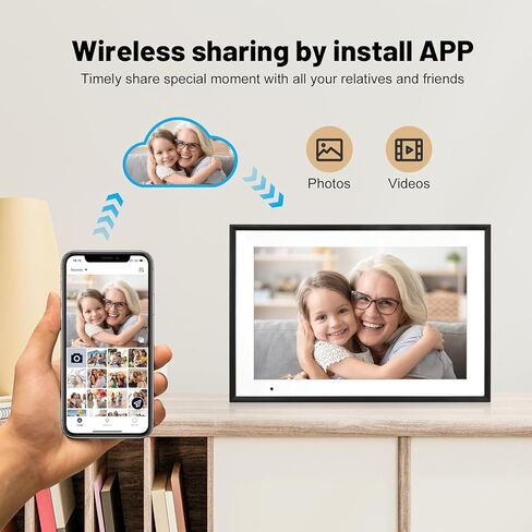 إطار صور رقمي 10.1 بوصة مع مساحة تخزين 32 جيجابايت، شاشة لمس 1280 * 800 IPS FHD، إطار ذكي WiFi لمشاركة الصور ومقاطع الفيديو على الفور من أي مكان عبر تطبيق AiMOR in Kuwait