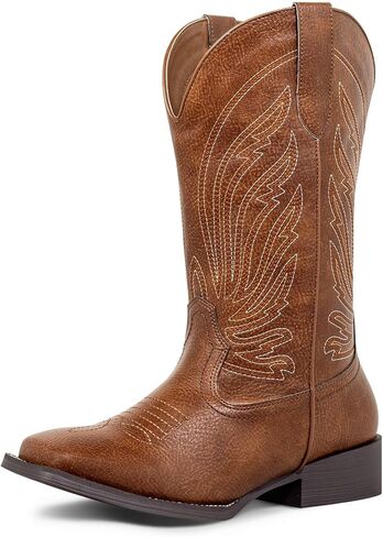 SheSole Extra Wide Calf Cowboy Boots for Women Square Toe Western Boots with Thickened Latex Insole & Chunky Heel, Stretchy Shaft Boots for Wide Calves and Feet Plus Size in Saudi Arabia