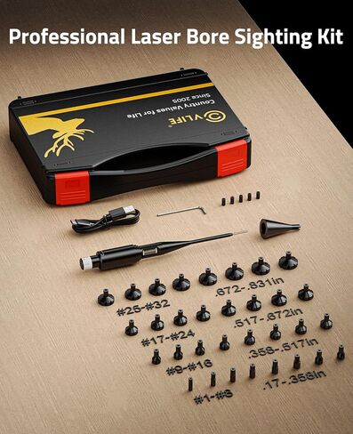 CVLIFE Bore Sight Laser، ضبط الأسطوانة عدة رؤية ليزر أحمر / أخضر مع 32 محولًا تناسب عيار 0.17 إلى 12GA، مجموعة رؤية تجويف ليزر متعددة العيار لجميع الأسلحة النارية، مجموعة رؤية تجويف الصيد in Saudi Arabia