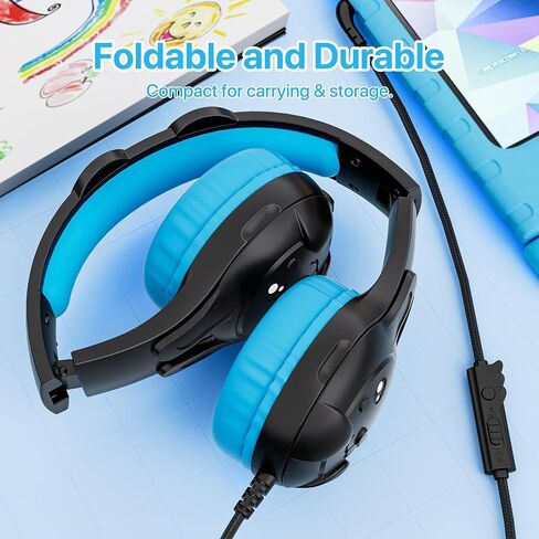 ZIUMIER Kids Headphones, with Microphone, 80/90dB Volume Limiter, Audio Sharing Port, 3.5mm Wired Toddler Headphones for School Travel in Saudi Arabia
