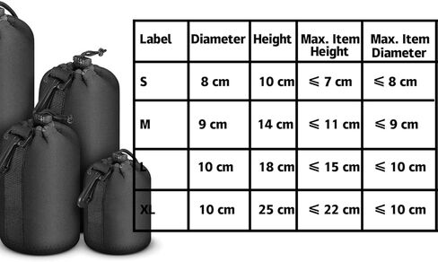 4PCS Lens Pouch Set, Fits Most Cameras (Small, Medium, Large, X Large) in Kuwait