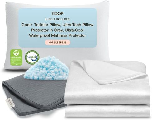 وسادة Coop Sleep Goods Cool + Cooling للأطفال الصغار + واقي وسادة مقاوم للماء بتقنية فائقة اللون رمادي + واقي مرتبة مقاوم للماء فائق الروعة حزمة مزدوجة in Kuwait