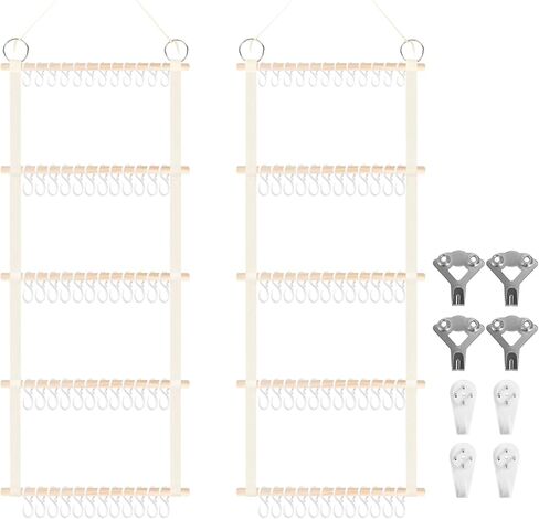 Munzong Headband Holder,Beige Bow Organizer for Baby Girls, Nursery Wall Hanging Clip Storage w/ 30 Hooks, Hair Accessories Organizer Rack Shelf for Toddler Kids Room Decor 15x20inch in Kuwait
