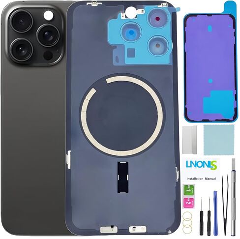 15 Pro Max Back Glass Replace for iPhone 15 Pro Max الخلفية الخلفية المقاومة للماء وعدسة الكاميرا+مجموعة أدوات إصلاح احترافية (التيتانيوم الأبيض) in Saudi Arabia