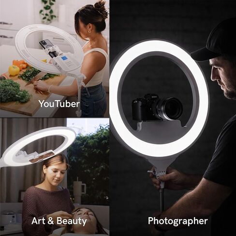 Lume Cube Ring Light Pro | إضاءة احترافية لاسلكية للتصوير الفوتوغرافي والبث المباشر والفيديو | لون وسطوع قابل للتعديل | يشتمل على حامل ثلاثي القوائم قوي ومحمول وحقيبة حمل مبطنة in Kuwait