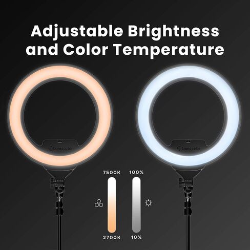 Lume Cube Ring Light Pro | إضاءة احترافية لاسلكية للتصوير الفوتوغرافي والبث المباشر والفيديو | لون وسطوع قابل للتعديل | يشتمل على حامل ثلاثي القوائم قوي ومحمول وحقيبة حمل مبطنة in Kuwait