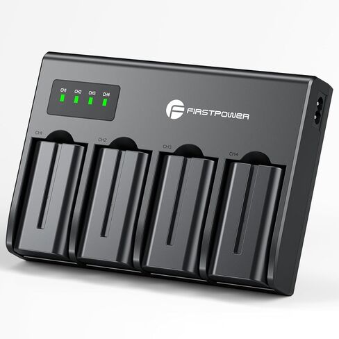 4 بطاريات NP-F550 من FirstPower وشاحن 4 قنوات متوافق مع كاميرا Sony NP-F970 F960 F770 F750 F570 F550 F530 F330 CCD-SC55 TR516 TR716 TR818 TR910 TR917 وكاميرا فيديو LED وشاشة in Kuwait