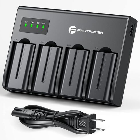 4 بطاريات NP-F550 من FirstPower وشاحن 4 قنوات متوافق مع كاميرا Sony NP-F970 F960 F770 F750 F570 F550 F530 F330 CCD-SC55 TR516 TR716 TR818 TR910 TR917 وكاميرا فيديو LED وشاشة in Kuwait