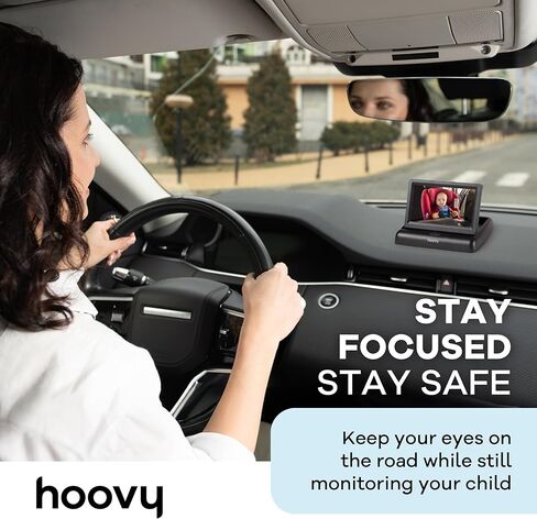 Hoovy Baby Car Camera Monitor, HD Real-Time Video, Rear-Facing Safety View, Easy Install in Kuwait