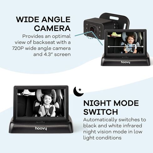 Hoovy Baby Car Camera Monitor, HD Real-Time Video, Rear-Facing Safety View, Easy Install in Kuwait