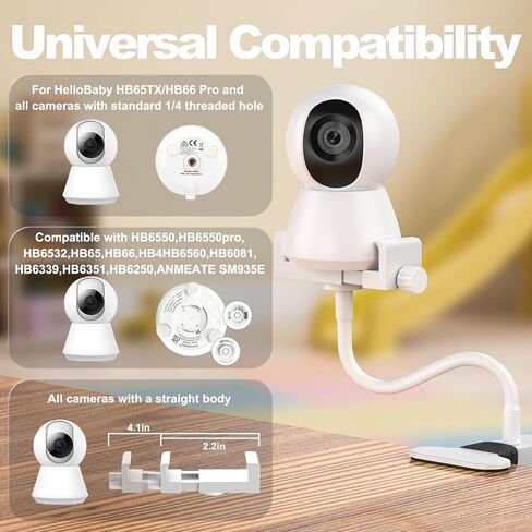 Universal Baby Monitor Mount 2026 Upgraded - Adjustable Gooseneck Flex Stand for Crib - Secure Clip Clamp Holder Compatible with HelloBaby HB6550/HB65/HB66, Nanit Pro, VTech & Most Baby Monitors in Kuwait