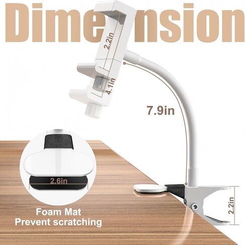 Universal Baby Monitor Mount 2026 Upgraded - Adjustable Gooseneck Flex Stand for Crib - Secure Clip Clamp Holder Compatible with HelloBaby HB6550/HB65/HB66, Nanit Pro, VTech & Most Baby Monitors in Kuwait