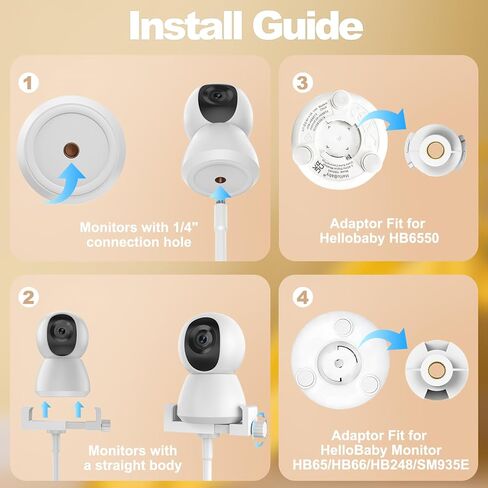 Universal Baby Monitor Mount 2026 Upgraded - Adjustable Gooseneck Flex Stand for Crib - Secure Clip Clamp Holder Compatible with HelloBaby HB6550/HB65/HB66, Nanit Pro, VTech & Most Baby Monitors in Kuwait