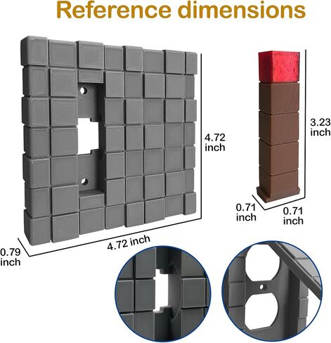 Creative 3D Building Block Light Switch Cover - Interchangeable & Easy-to-Install Wall Plate, Unique Home Decor Gift for Gamers & Kids Room,Red stick in Kuwait