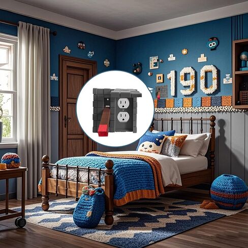 Creative 3D Building Block Light Switch Cover - Interchangeable & Easy-to-Install Wall Plate, Unique Home Decor Gift for Gamers & Kids Room,Red stick in Kuwait