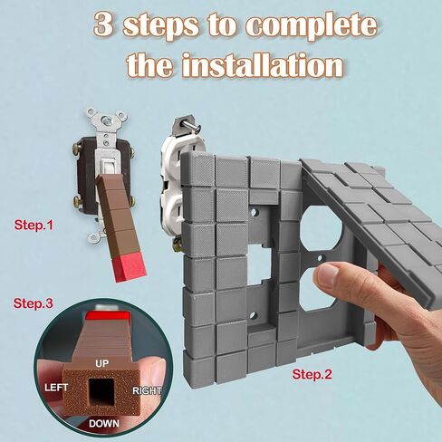 Creative 3D Building Block Light Switch Cover - Interchangeable & Easy-to-Install Wall Plate, Unique Home Decor Gift for Gamers & Kids Room,Red stick in Kuwait