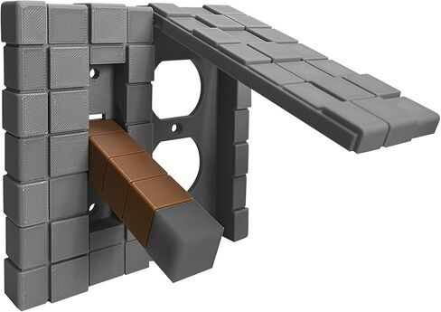 Creative 3D Building Block Light Switch Cover - Interchangeable & Easy-to-Install Wall Plate, Unique Home Decor Gift for Gamers & Kids Room,Grey stick in Kuwait
