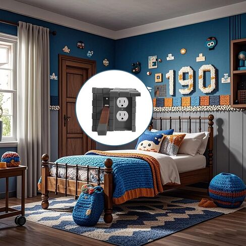 Creative 3D Building Block Light Switch Cover - Interchangeable & Easy-to-Install Wall Plate, Unique Home Decor Gift for Gamers & Kids Room,Grey stick in Kuwait