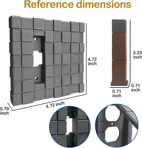 Creative 3D Building Block Light Switch Cover - Interchangeable & Easy-to-Install Wall Plate, Unique Home Decor Gift for Gamers & Kids Room,Grey stick in Kuwait