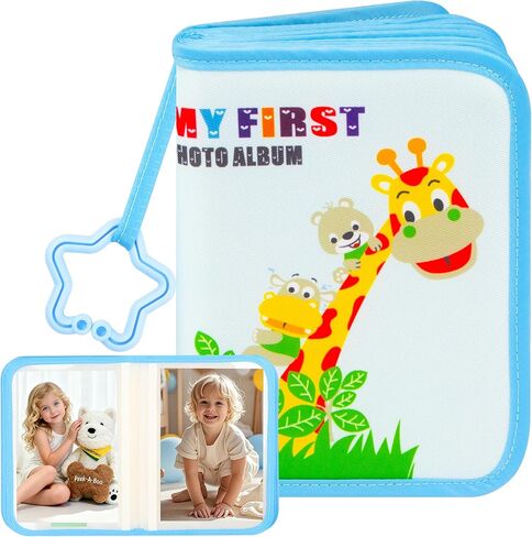 ألبوم صور Veicevol My First Baby يحمل 21 صورة مقاس 4x6، كتاب عائلي من القماش الناعم مع تصميم الحب وملصقات بطاقة اسم عرض النافذة، تذكار لطيف للذاكرة للأطفال حديثي الولادة والأطفال الصغار، أزرق in Kuwait