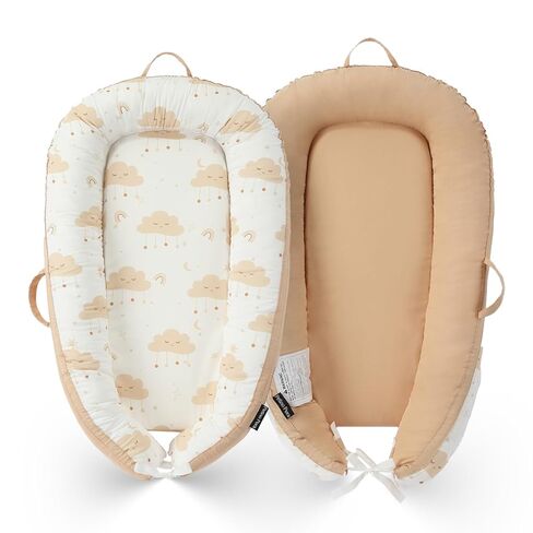 Interactivity Baby Lounger for Playtime under Adult Supervision (0-12 Months), Premium Quality Natural Cotton with Foam Core, Easy to Wash & Breathable Infant Lounger for Travel and Picnic in Kuwait