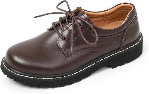 Ruiatoo Women's Oxford Shoes Leather Platform Round Toe Lace Up Loafers Comfortable Dressy Casual Work Business Office Shoes in Kuwait