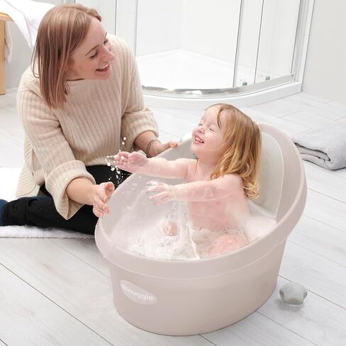 Toddler Bath Tub | Larger Bath for Bigger Kids at Bathtime | Includes Warm and Soft Foam backrest | Grippy Anti-Slip Surface | Includes Easy Drain Bath Plug | Cookies & Cream + Rinse Jug in Kuwait