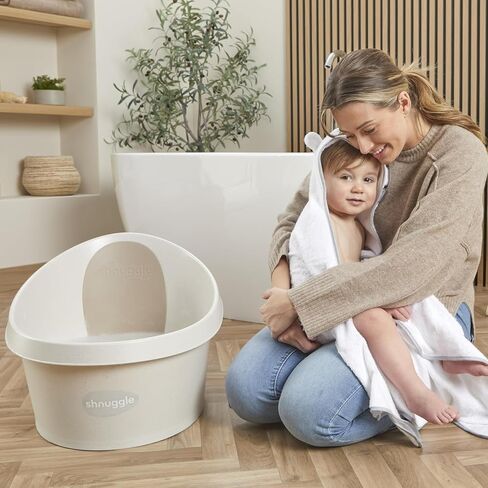 Toddler Bath Tub | Larger Bath for Bigger Kids at Bathtime | Includes Warm and Soft Foam backrest | Grippy Anti-Slip Surface | Includes Easy Drain Bath Plug | Cookies & Cream + Rinse Jug in Saudi Arabia