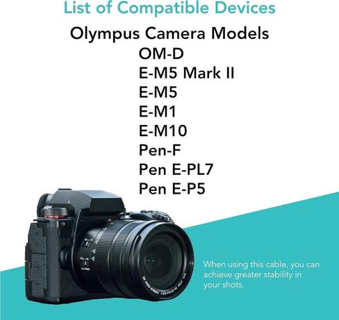 Foto&Tech 2.5 mm-UC1 Camera Remote Control Shutter Release Cable Compatible with Olympus OM-3 Astro, OM-D E-M5 Mark II, E-M5, E-M1, E-M10, Pen-F, Pen E-PL7, Pen E-P5 in Kuwait
