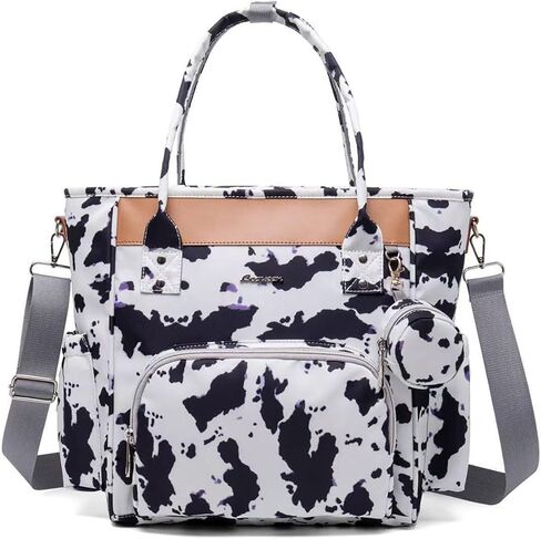 Cow Print Diaper Bag Tote with Pacifier Case Stroller Clips Mommy Maternity Bag Travel Newborn Baby Bay for Mom Dad in Saudi Arabia