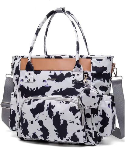 Cow Print Diaper Bag Tote with Pacifier Case Stroller Clips Mommy Maternity Bag Travel Newborn Baby Bay for Mom Dad in Saudi Arabia