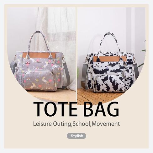 Cow Print Diaper Bag Tote with Pacifier Case Stroller Clips Mommy Maternity Bag Travel Newborn Baby Bay for Mom Dad in Saudi Arabia