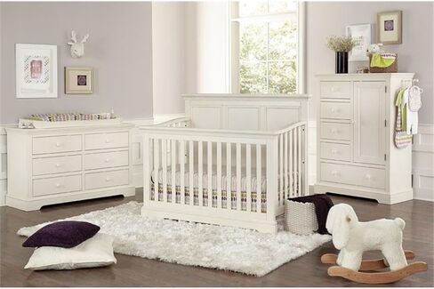 Pemberly Row Wood Farmhouse Changer Top, Chalk White Finish, Sturdy Design, Nursery Changing Table Attachment for Dresser, Light Farmhouse Style Nursery Essential in Kuwait