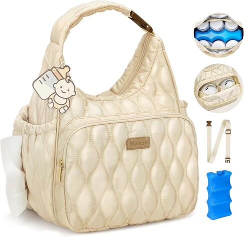 Mancro Breast Milk Cooler Bag with Ice Pack, Breast Pump Bag Fits 2 Wearable Pumps and 6 Bottles, Insulated Bottle Bag for Daycare or Work, Compatible with Momcozy/Medela/Elvie/Willow in Kuwait