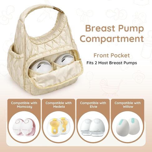 Mancro Breast Milk Cooler Bag with Ice Pack, Breast Pump Bag Fits 2 Wearable Pumps and 6 Bottles, Insulated Bottle Bag for Daycare or Work, Compatible with Momcozy/Medela/Elvie/Willow in Kuwait