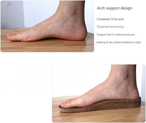 Women Arch Support Suede Clogs,Cork Buckle Flat Thick Sole Leather Memory Foam Supportive Slip on Comfortable Vintage Shoes in Saudi Arabia