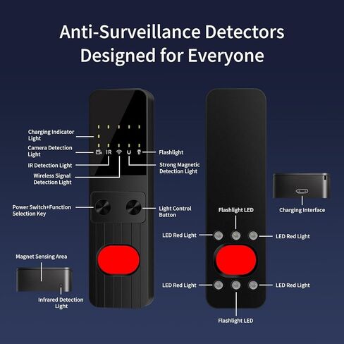 2026 AI Hidden Camera Detectors Features 5 Sensitivity Levels, Anti-Spy Camera Detector for GPS Trackers, Bug Detector Electronic Sweeper, Portable RF Signal Scanner for Hotel/Car/Bathroom/Travel in Saudi Arabia