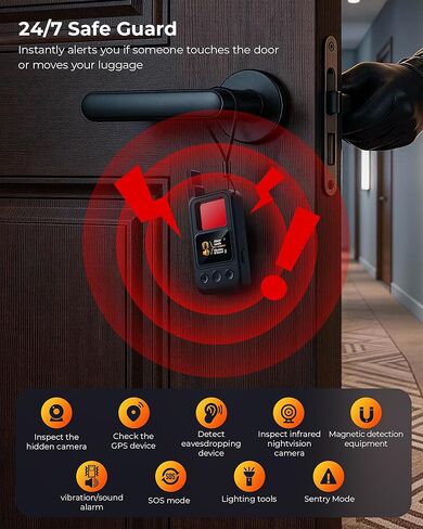 كاشفات الكاميرا الخفية، ماسح ضوئي للإشارة اللاسلكية مضاد للتجسس مع شاشة LED، جهاز تعقب GPS محمول وكاشف الأخطاء، SOS والإضاءة 8 أوضاع لـ Airbnb، الفندق، الحمام، المكتب، أمان السفر بالسيارة in Kuwait
